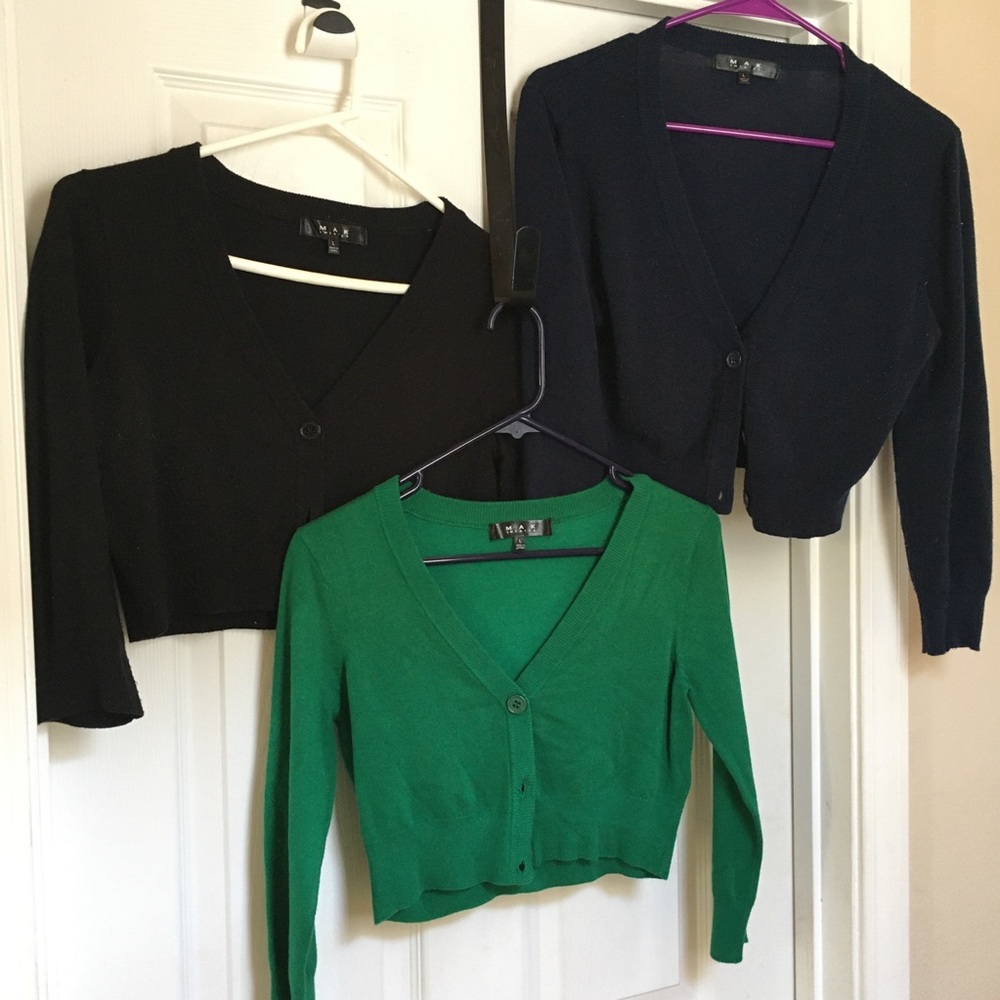 3 MAK cardigan sweater, vintage cropped size Large